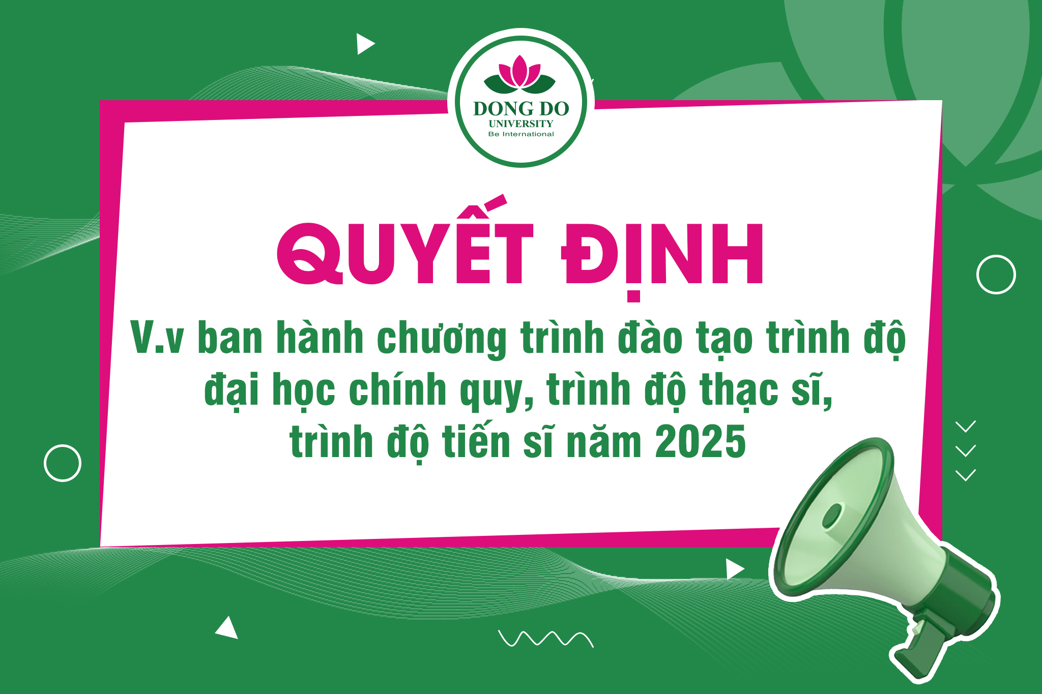 QĐ số 64 ngày 11/2/2025 về việc ban hành chương trình đào tạo trình độ đại học chính quy, trình độ thạc sĩ, trình độ tiến sĩ năm 2025