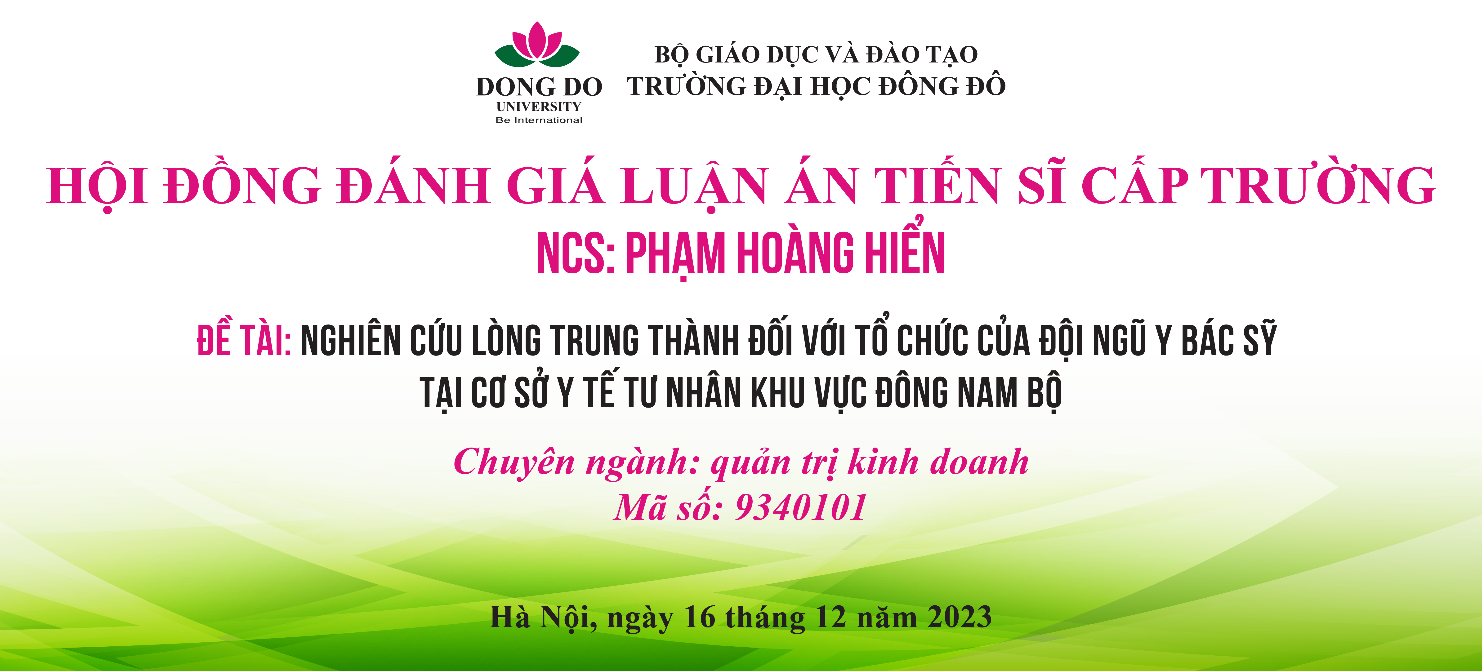 Trường Đại học Đông Đô tổ chức họp hội đồng đánh giá luận án Tiến sĩ cấp trường